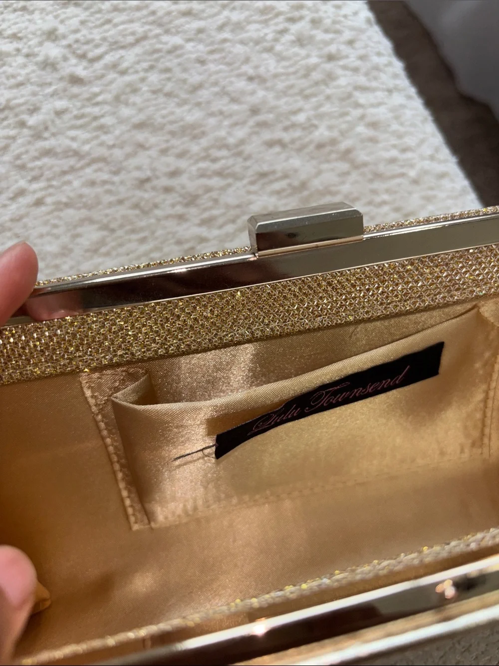 Lulu Townsend Gold Sparkle Evening Clutch